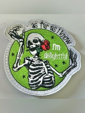 TACTICAL MORAL VELCRO EMBROIDERED PATCH AS FAR AS I KNOW IM DELIGHTFUL SKELETON